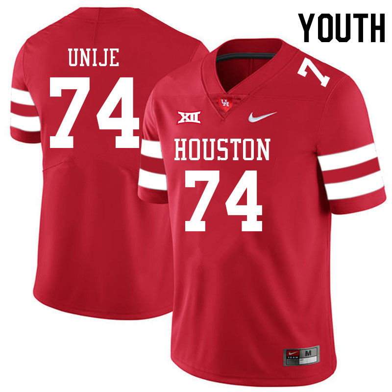 Youth #74 Reuben Unije Houston Cougars College Big 12 Conference Football Jerseys Sale-Red